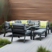 Mayfair Outdoor Compact Corner Sofa Lounging Dining Set with Rise & Fall Table Grace Bay