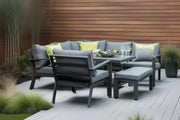 Mayfair Outdoor Compact Corner Sofa Lounging Dining Set with Rise & Fall Table Grace Bay
