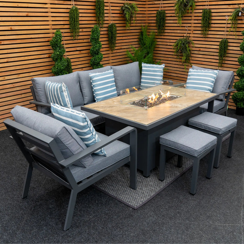 Mayfair Outdoor Sofa Set with Flame Table | Seats 7 Grace Bay