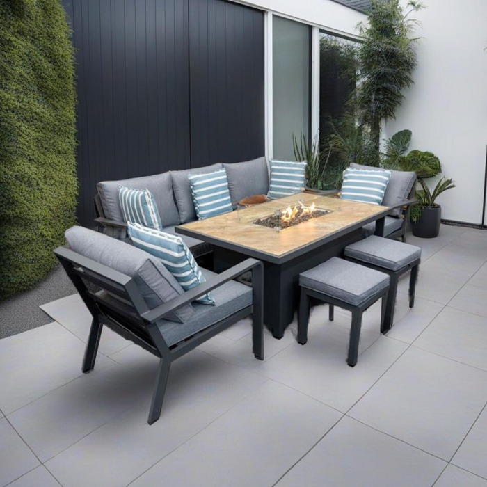 Mayfair Outdoor Sofa Set with Flame Table | Seats 7