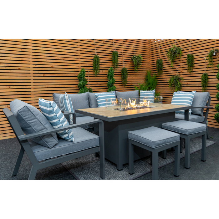 Mayfair Outdoor Sofa Set with Flame Table | Seats 7