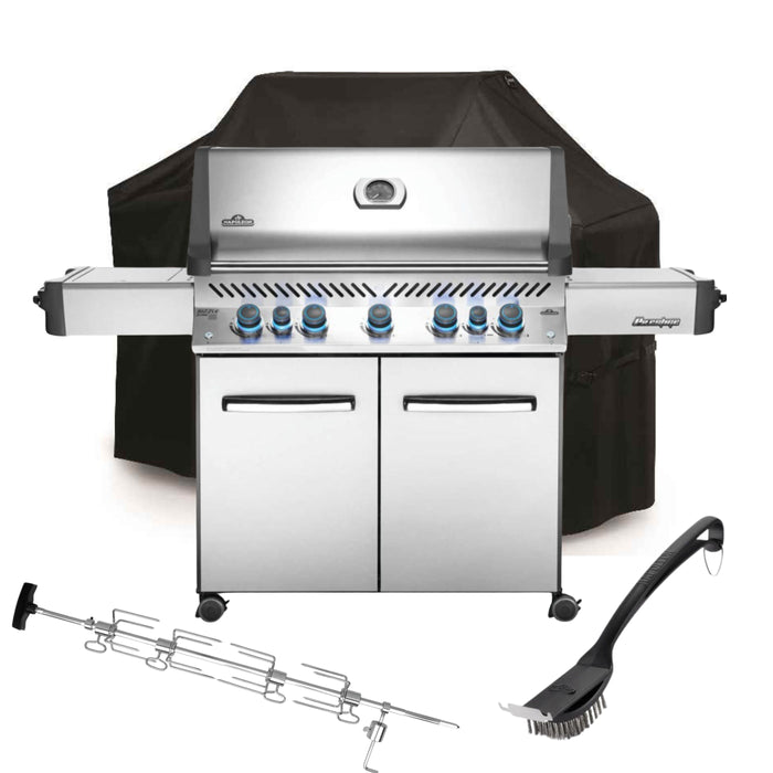 Napoleon Prestige 665 Stainless Steel Gas BBQ With Infrared Side & Rear Burners | FREE COVER, ROTISSERIE & TOOL
