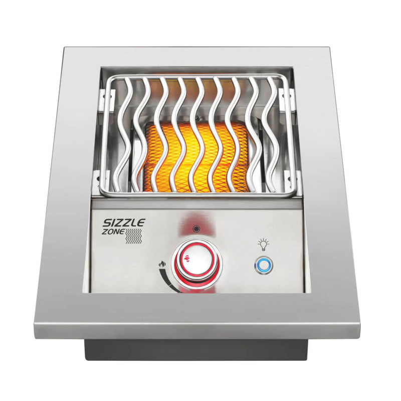 Napoleon infrared burner ceramic heating element close-up detail in use