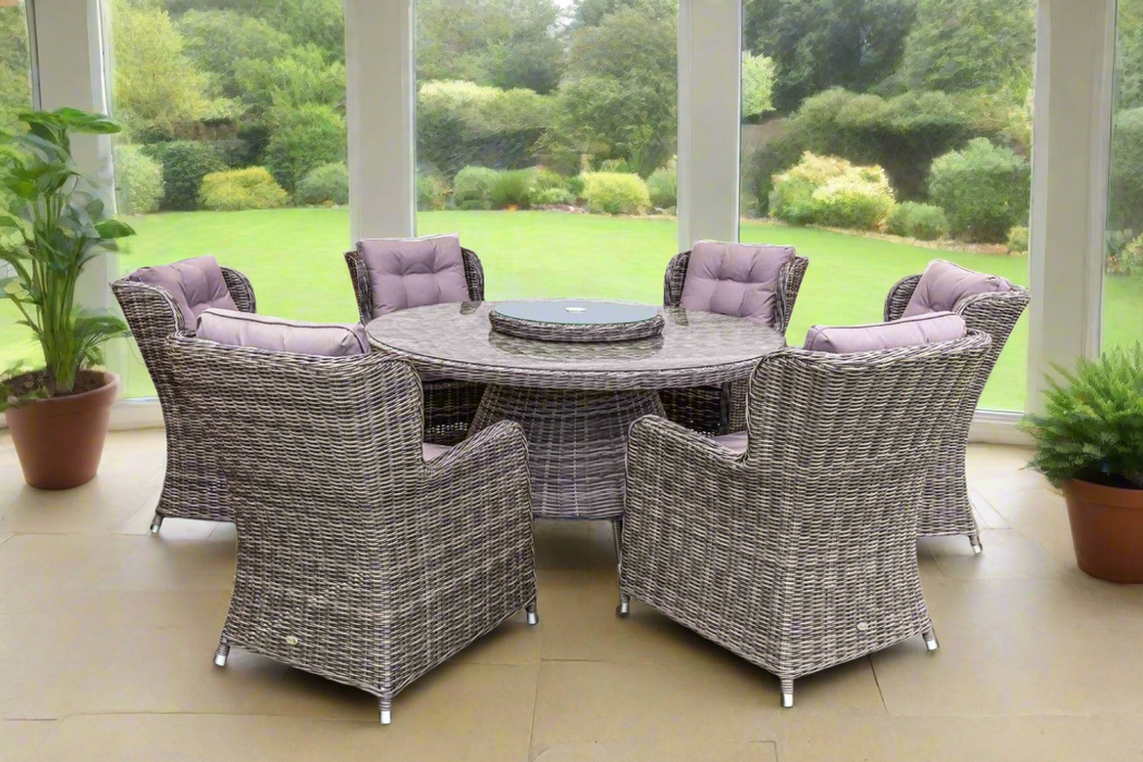 Grace Bay 6 Seat Round Rattan Dining Set