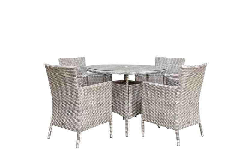 Grace Bay 4 Seat Round Flat Weave Garden Dining Set Grace Bay