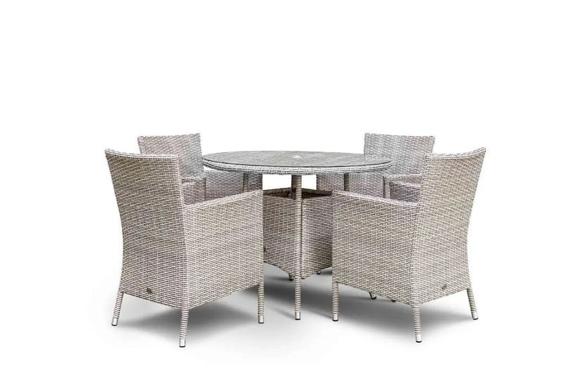 Grace Bay 4 Seat Round Flat Weave Garden Dining Set Grace Bay
