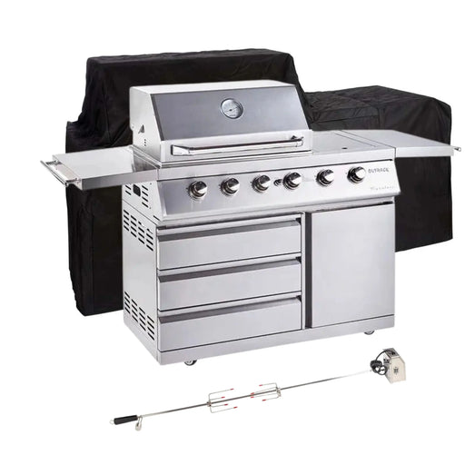Outback Signature II 4 Burner Hybrid BBQ | Free Rotisserie + Cover Oaktree Garden Centre