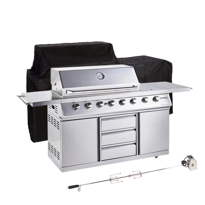 Outback Signature II 6 Burner Hybrid BBQ with FREE Cover & Rotisserie Outback