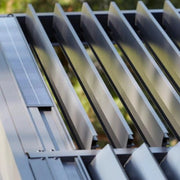 Royce Cube anthracite grey aluminium pergola double skinned adjustable louvre panels top view