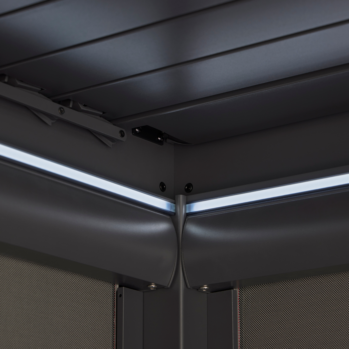 Royce Cube Aluminium Luxury Pergola with Solar LED Light Pack | Grey