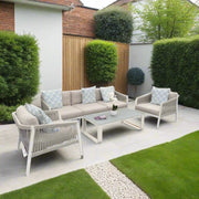 Jati & Kebon Ritz Aluminium with Rope 5 Seat Lounge Set | White Grey Jati & Kebon