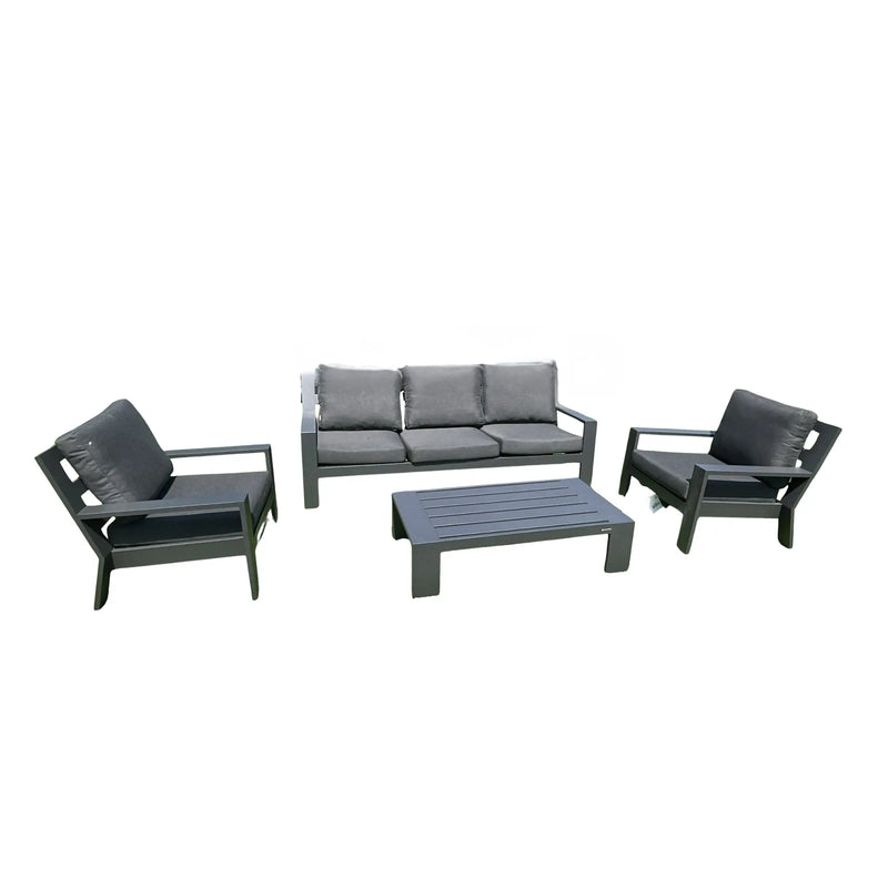 Jati & Kebon Cove 5 Seat Lounge Set Charcoal Sunbrella Cushions Jati & Kebon
