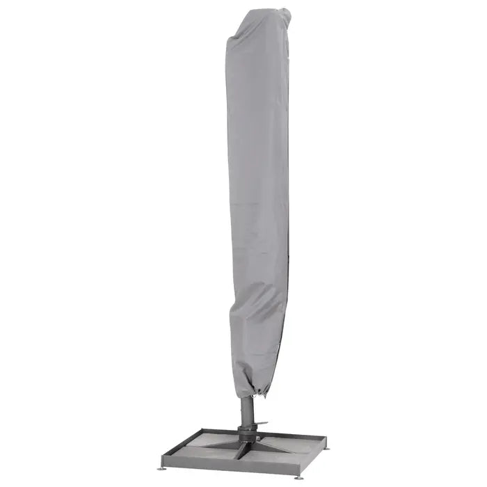 4SO Siesta 3m x 3m Wood Effect Cantilever Parasol with Granite Base, Wheels & Cover in Charcoal 4 Seasons Outdoor