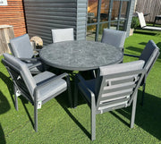 Mayfair Outdoor 6 Seat Round 140cm Dining Set Grace Bay