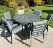 Mayfair Outdoor 6 Seat Round 140cm Dining Set Grace Bay
