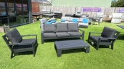 Jati & Kebon Cove 5 Seat Lounge Set Charcoal Sunbrella Cushions Jati & Kebon