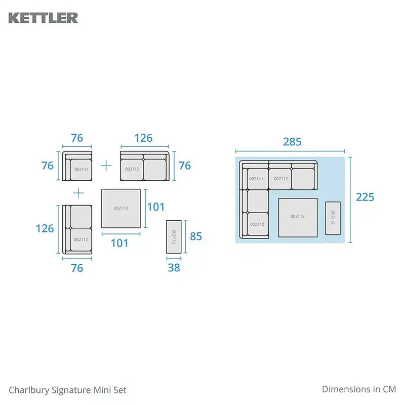 Kettler Charlbury Signature Mini Dining Corner Set with High Low Table & Weatherproof Cushions Kettler
