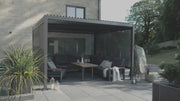 Royce Cube anthracite grey aluminium pergola with adjustable louvred roof video