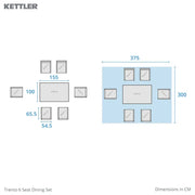 Kettler Trento 6 Seat Extending Dining Set Kettler