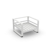 Jati & Kebon Coral Aluminium Garden Armchair - White Frame - Grey Sunbrella Cushions Jati & Kebon