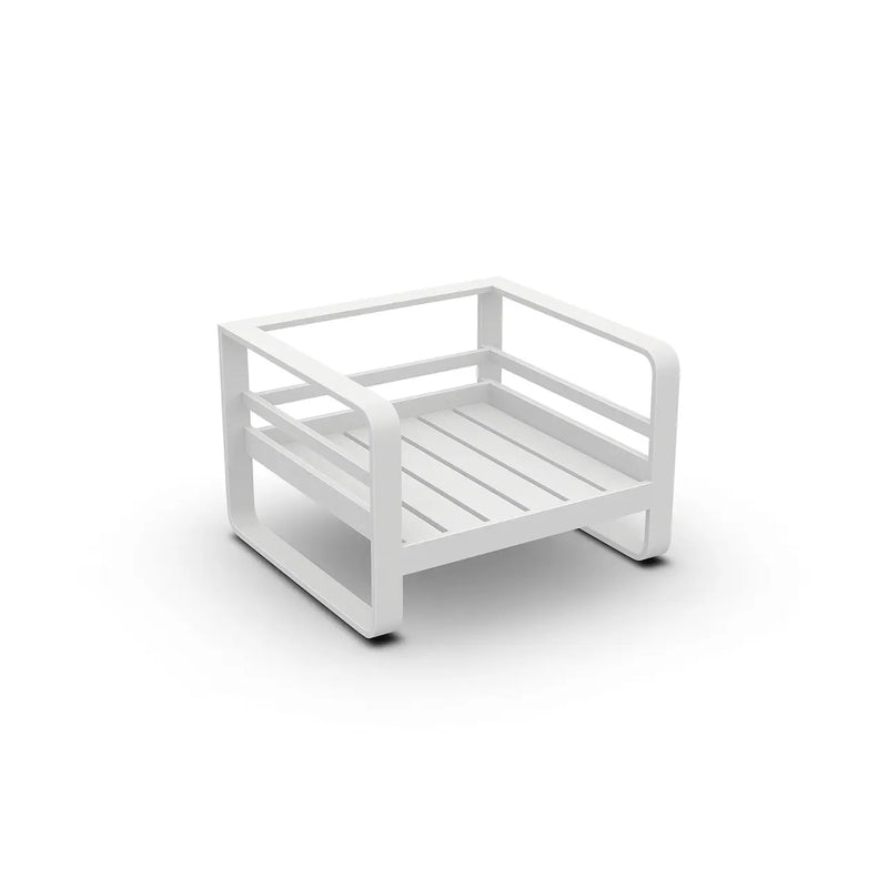 Jati & Kebon Coral Aluminium Garden Armchair - White Frame - Grey Sunbrella Cushions Jati & Kebon