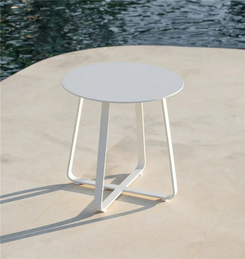 Jati & Kebon St Lucia Aluminium Garden Side Table 45x45cm | White Jati & Kebon
