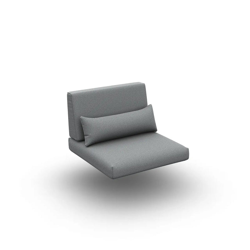 Jati & Kebon Coral Aluminium Garden Armchair - White Frame - Grey Sunbrella Cushions Jati & Kebon