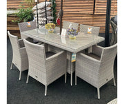 Grace Bay 6 Seat Rectangle Flat Weave Garden Dining Se