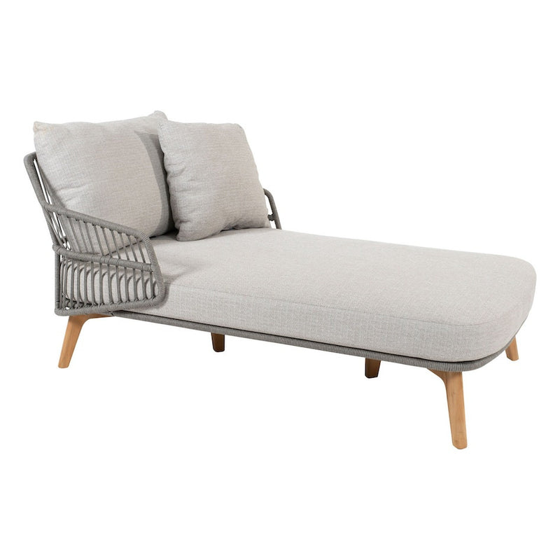 Sempre Single Sunbed Teak Silver Grey with 3 cushions