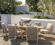 Dalias Outdoor Low Dining Set with Prado Ellipse Teak Table 240 x 115 cm.