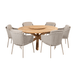 Eros Outdoor 6 Seat Dining Set with Prado 160cm Teak Round Table