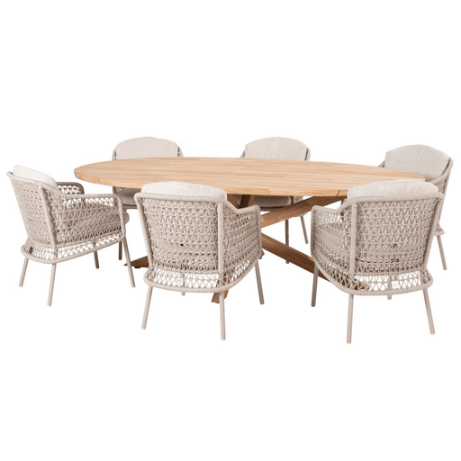 Puccini Outdoor 6 Seat Dining Set with Prado 240cm Ellipse Table
