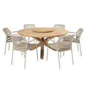 Barista Outdoor 6 Seat Dining Set with Prado 160cm Teak Round Table