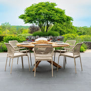Barista Outdoor 6 Seat Dining Set with Prado 160cm Teak Round Table