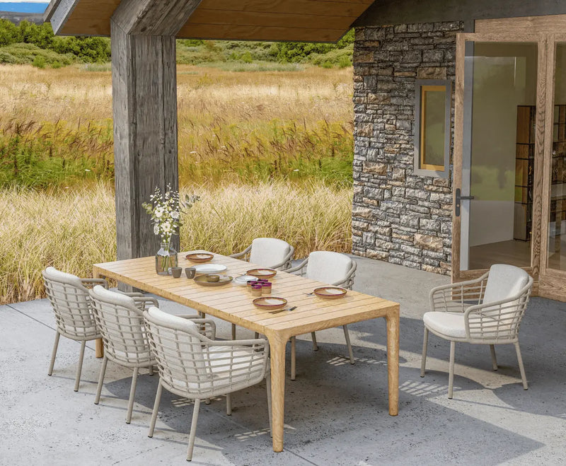 Como 6 Seat Outdoor Teak Dining Set with Liam 240x100cm Teak Table