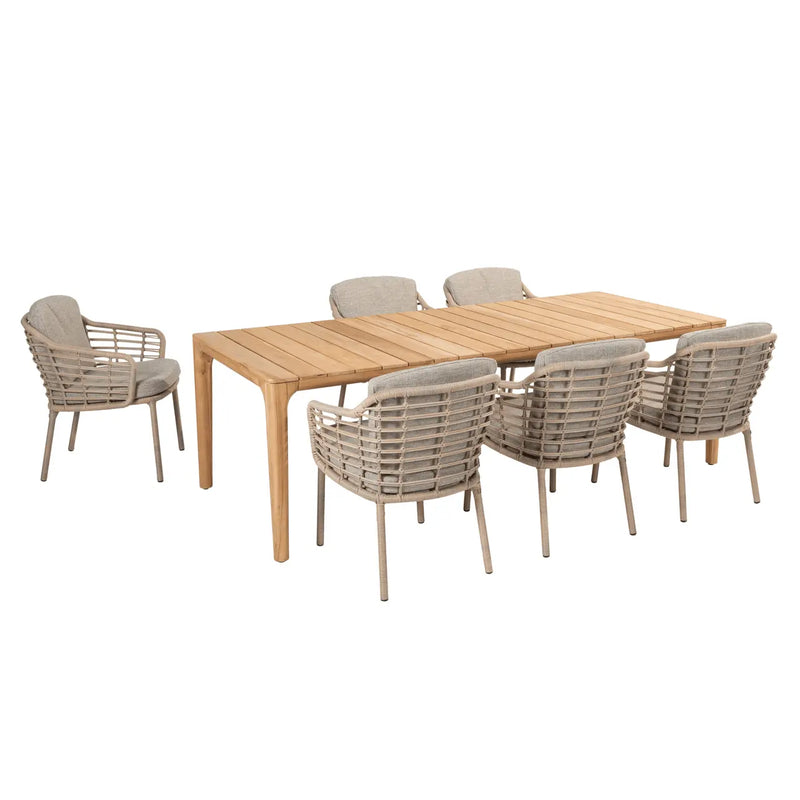 Como 6 Seat Outdoor Teak Dining Set with Liam 240x100cm Teak Table