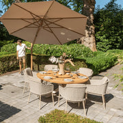 Eros Outdoor 6 Seat Dining Set with Prado 160cm Teak Round Table