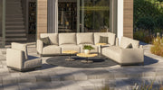 4SO Furore Outdoor Modular Lounge Set with Swivel Beige Chair and Volta Teak Tables 4 Seasons Outdoor