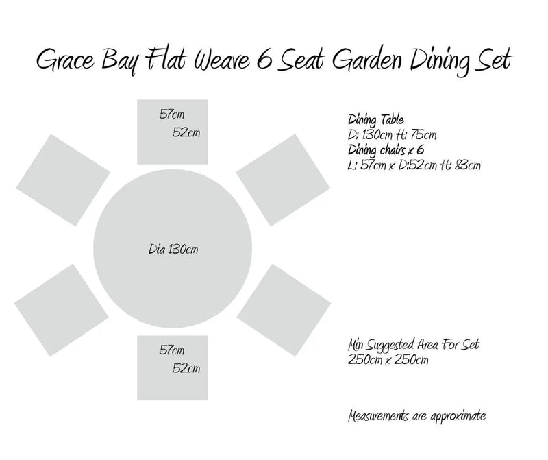 Grace Bay 6 Seat Round Flat Weave Garden Dining Set Grace Bay
