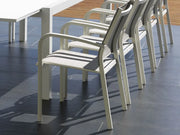 Jati & Kebon Coral 8 Seat Garden Dining Set - Mat White Aluminium  Frame With Grey Top Jati & Kebon