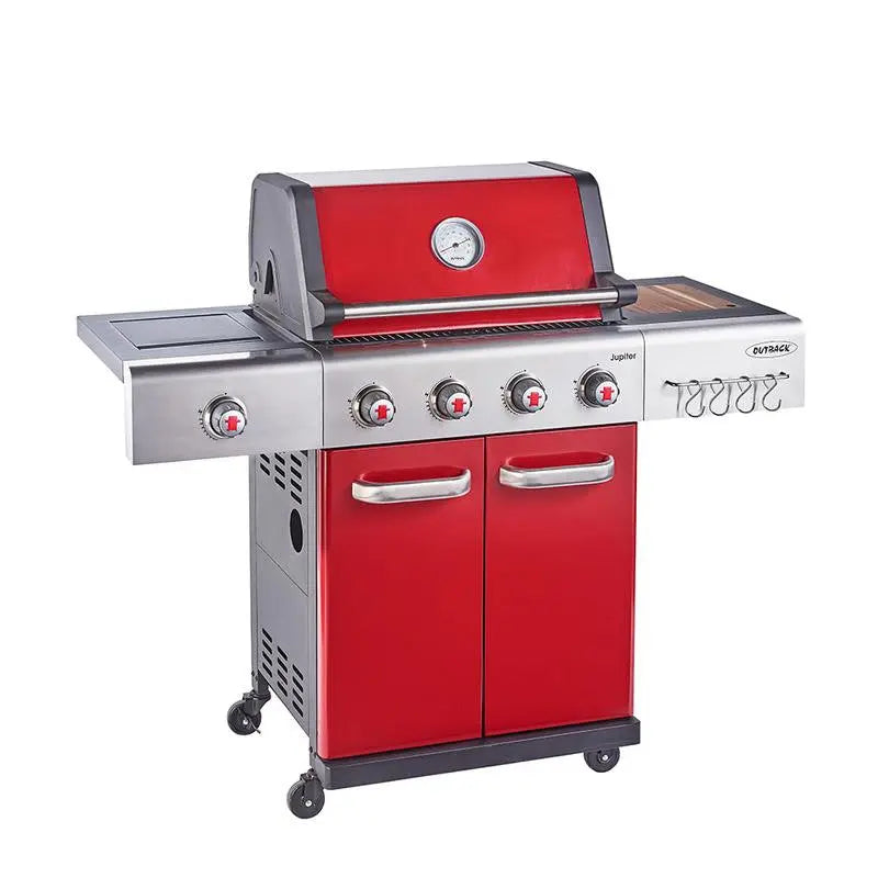 Outback Jupiter 4 Burner Hybrid BBQ - Red Outback