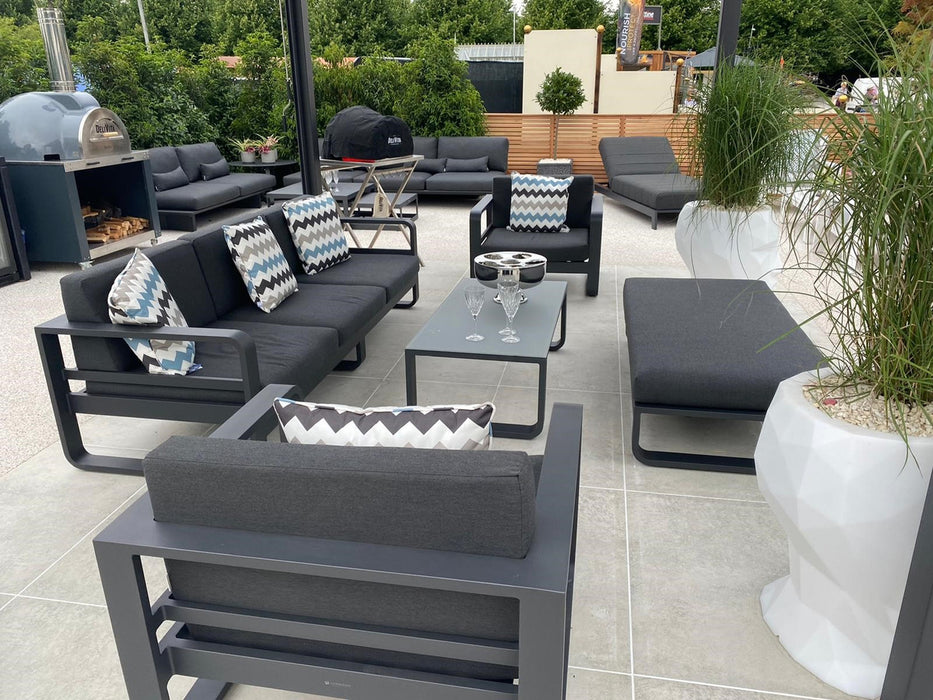 Jati & Kebon Coral 5 Seat Garden Sofa Lounging Set - Charcoal Aluminium Frame  & Cushions