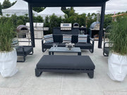Jati & Kebon Aluminium Garden Coral Ottoman | Charcoal Sunbrella Cushions Jati & Kebon