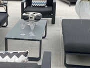 Jati & Kebon Coral Garden Coffee Table - Charcoal Aluminium Frame - Grey Glass Top Jati & Kebon