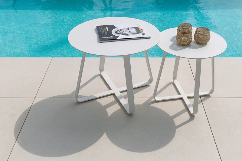 Jati & Kebon St Lucia Aluminium Garden Side Table 45x45cm | White Jati & Kebon