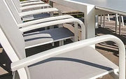 Jati & Kebon Coral 8 Seat Garden Dining Set - Mat White Aluminium  Frame With Grey Top Jati & Kebon